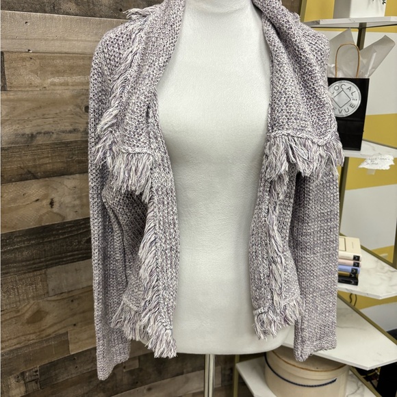 Chico's Sweaters - Chicos Lilac & Silver Freida Fringe Cardigan 2/Lg